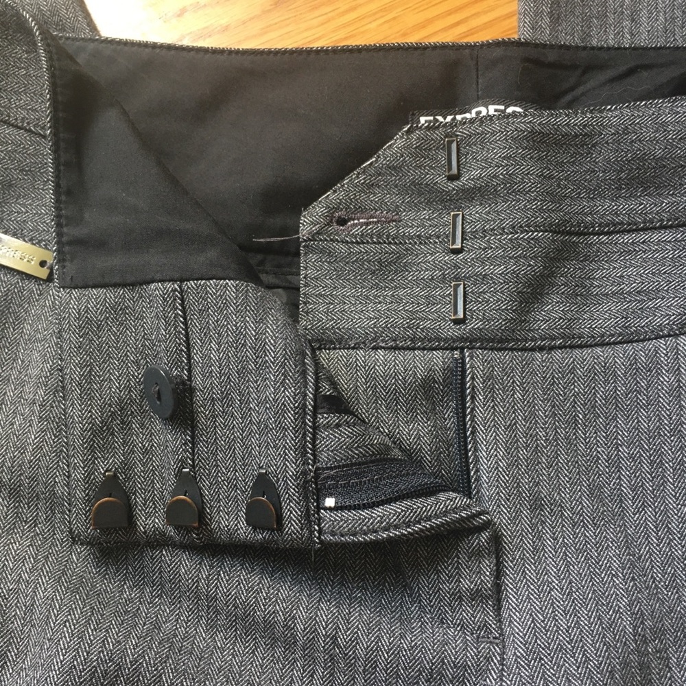 Express Gray Herringbone Bootcut Editor Pants - image 8